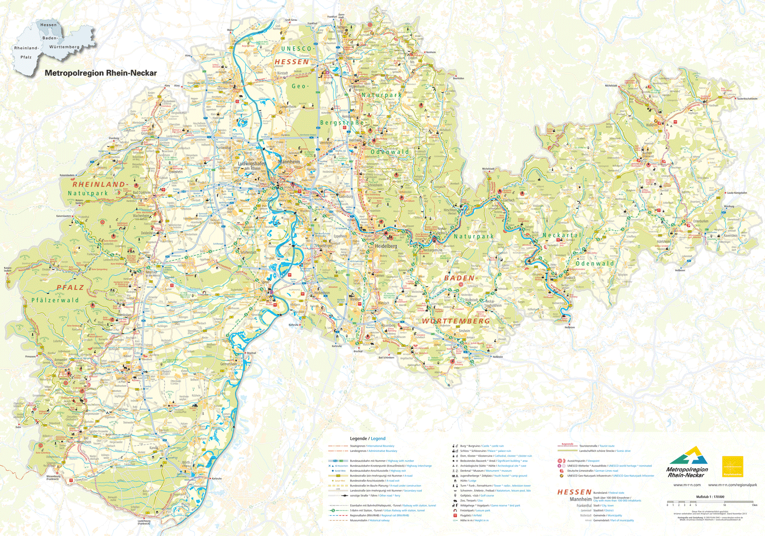 Übersichtskarte der Metropolregion Rhein-Neckar